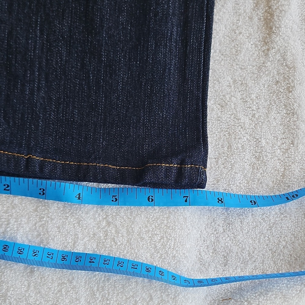 Top Jhon Dark Blue Denim Straight Jeans woman 5-Pocket Button Embroidered - Picture 10 of 12